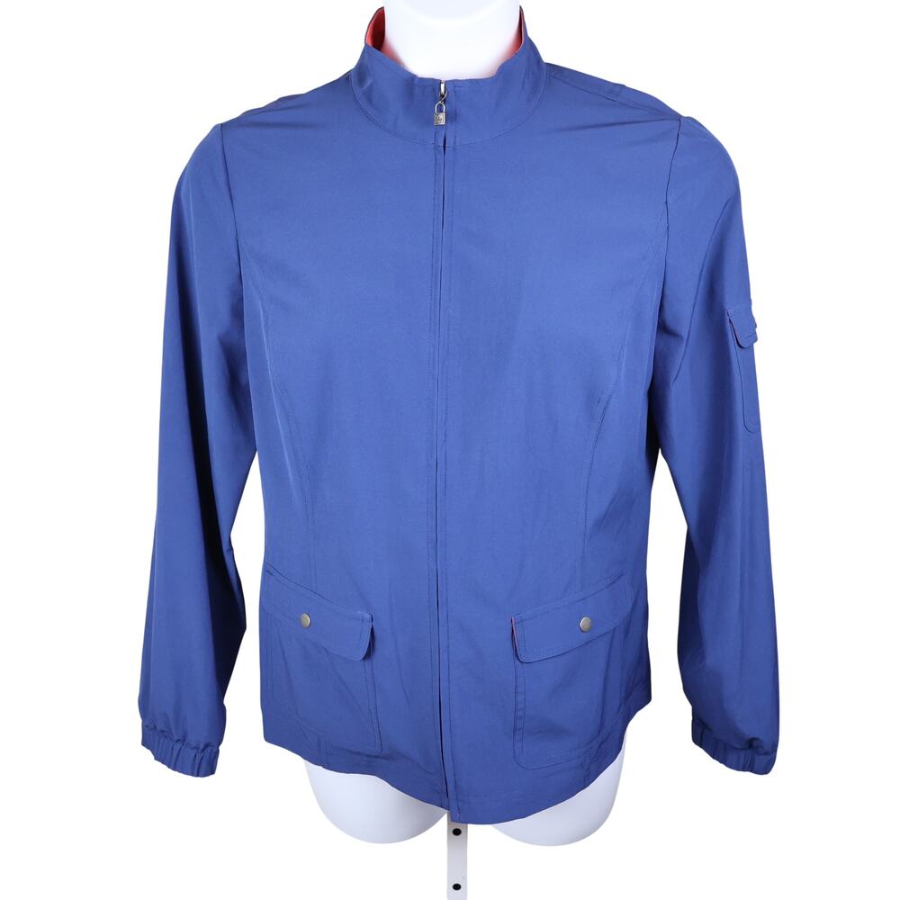 Peck & Peck Weekend Blue Lightweight Jacket Women’s M | Coral Trim Travel